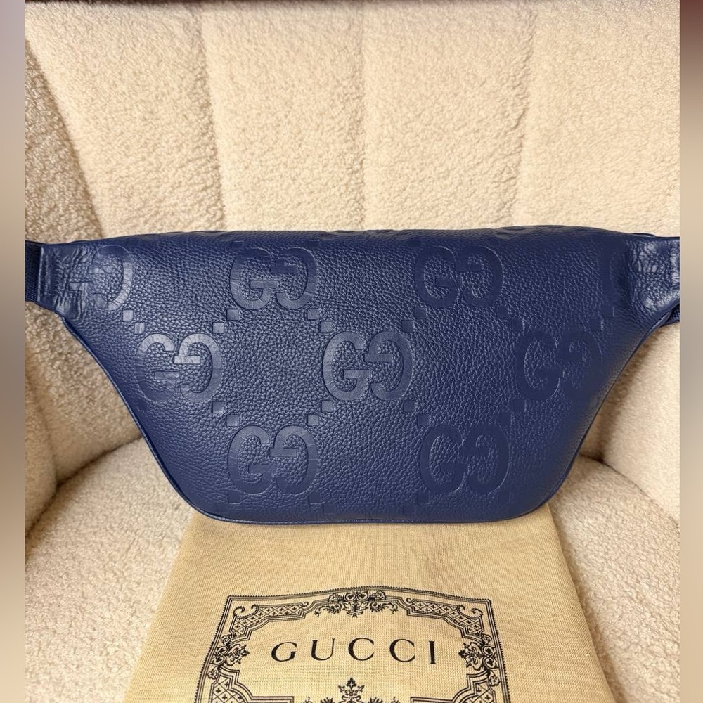Gucci Blue Leather GG Embossed Belt Bag Crossbody Waist bag - Picture 9 of 10